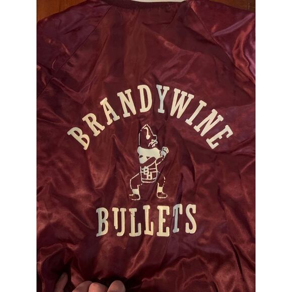 vintage satin bomber jacket 'Brandywine Bullets' red maroon Majestic brand sz M - Picture 3 of 8